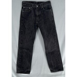 Levis 505 Regular Fit Black Jeans Mens 32x30 Straight Leg Denim